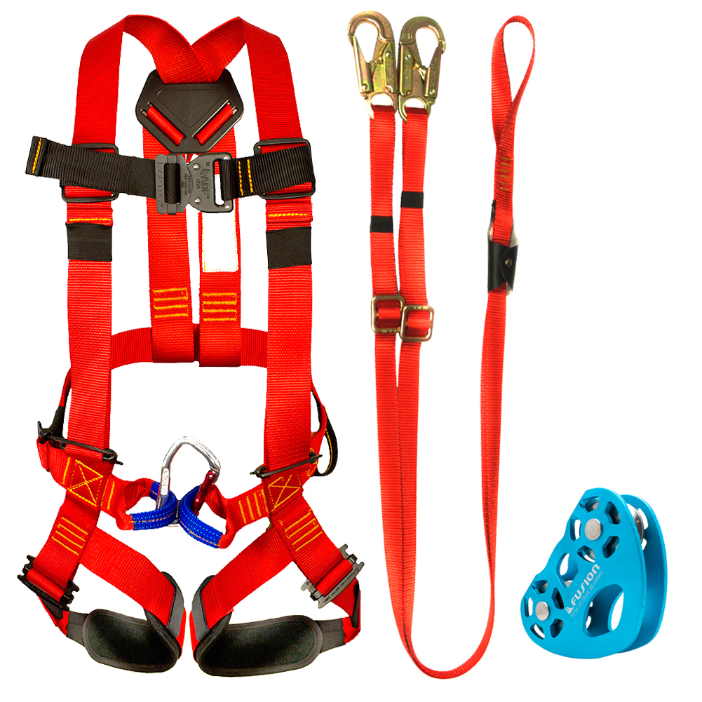 Fusion Kids Backyard Zip Line Kit Harness Lanyard Trolley Bundle FKK