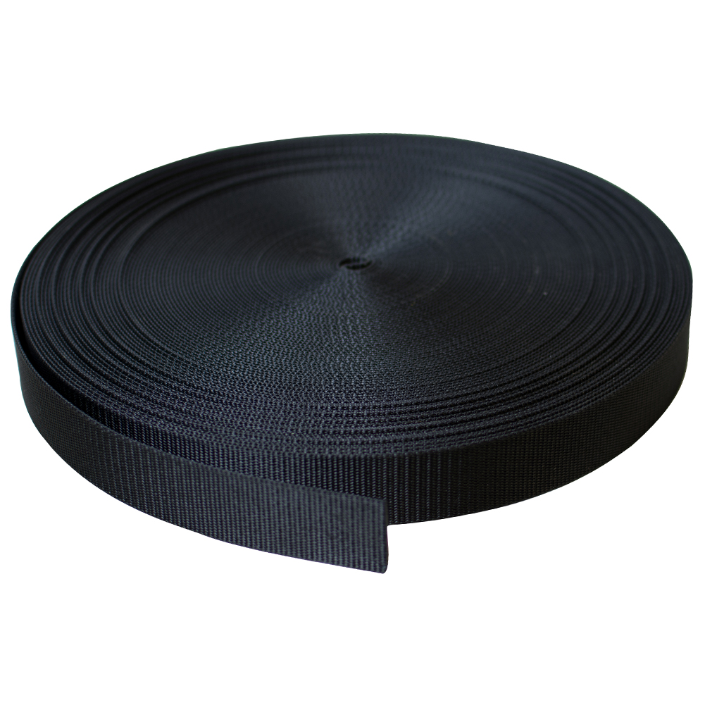 AMP 5000lbs Rated Heavy Duty Mil Spec Nylon bing 1.5" x 50 Yards Black